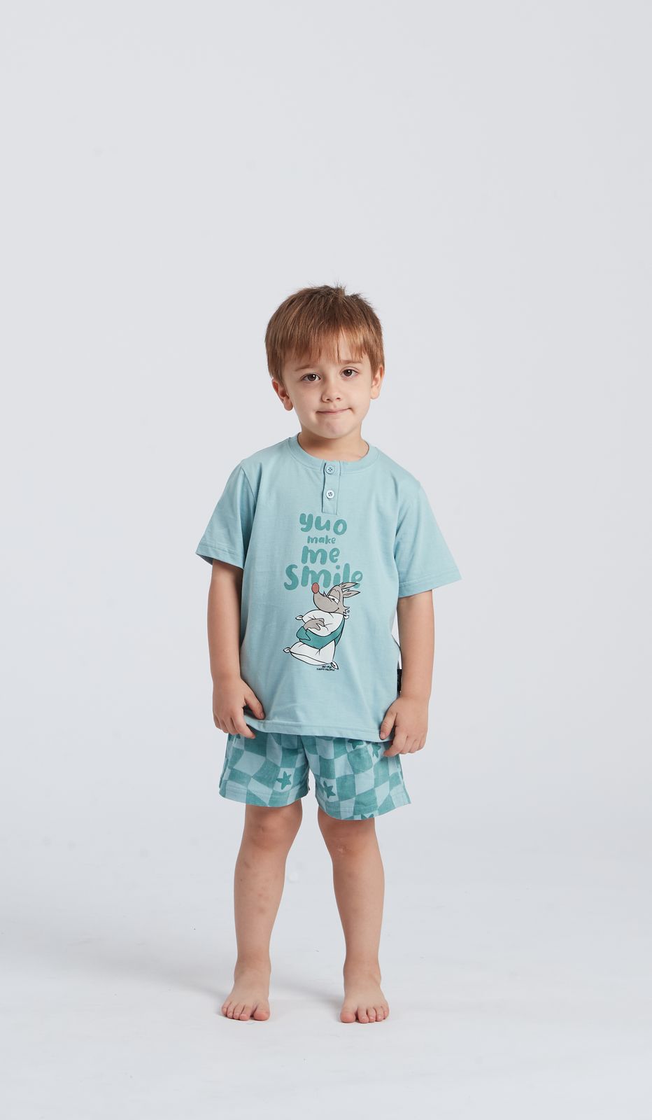 Pigiama serafino MM bimbo Make Me Smile uomo in cotone 100 percento per comfort e allegria ogni notte.