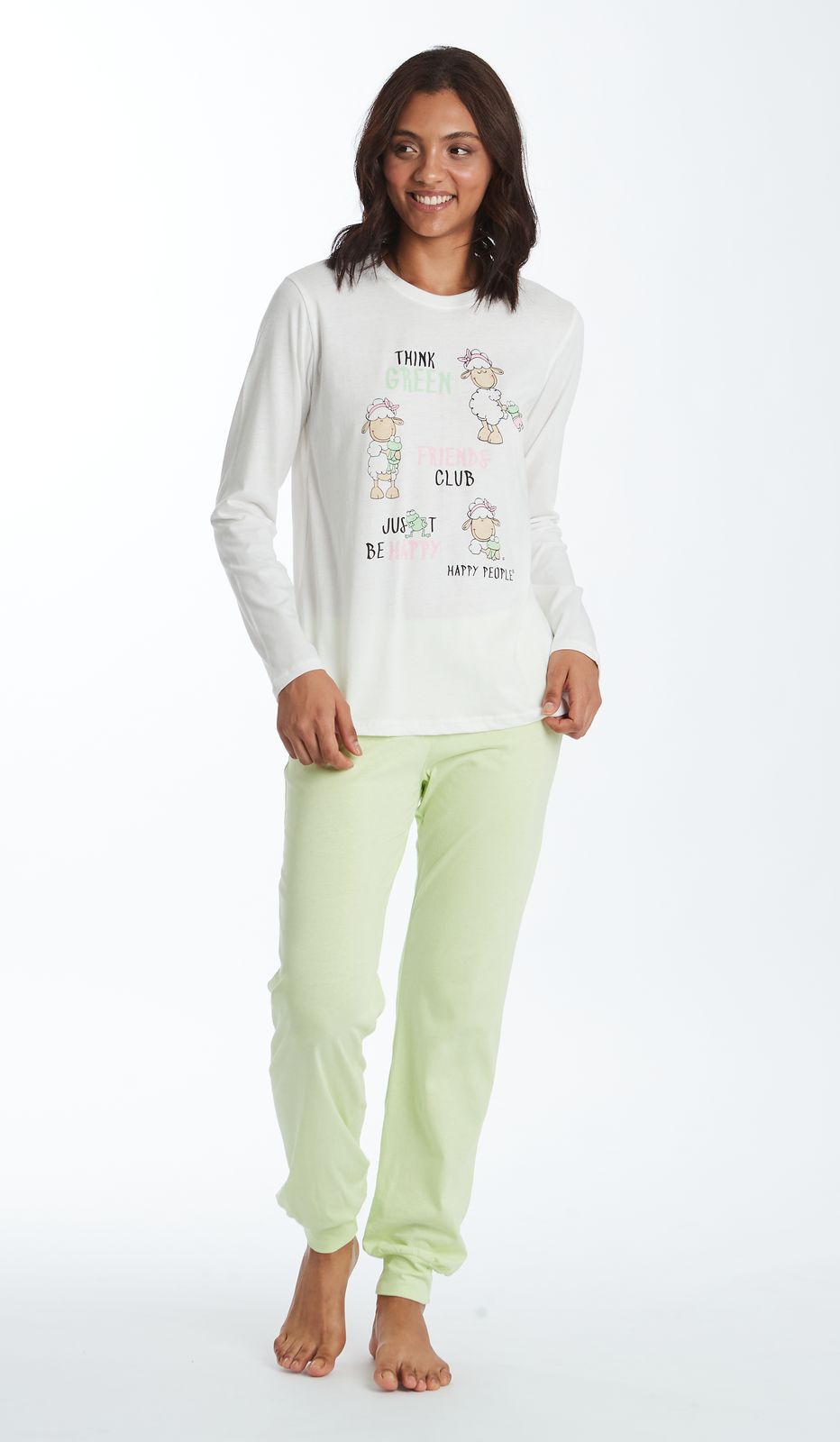 PIGIAMA GIROCOLLO - VICHY VERDE WMN