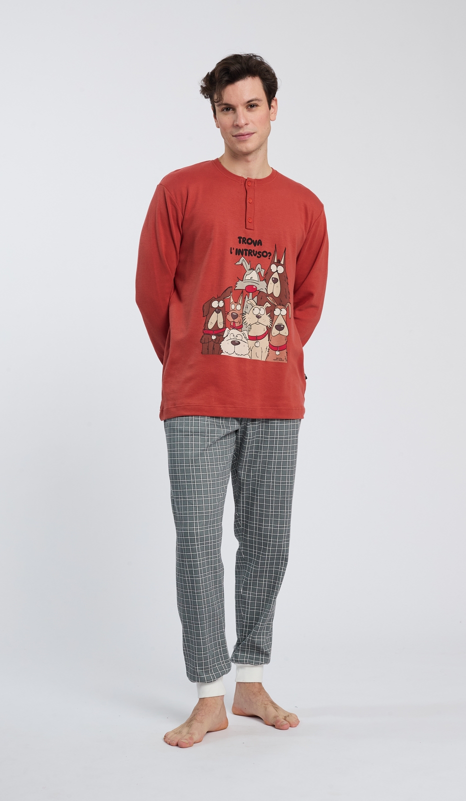 Pigiama Serafino Uomo Intruso in Cotone Morbido per Notte di Comfort e Stile