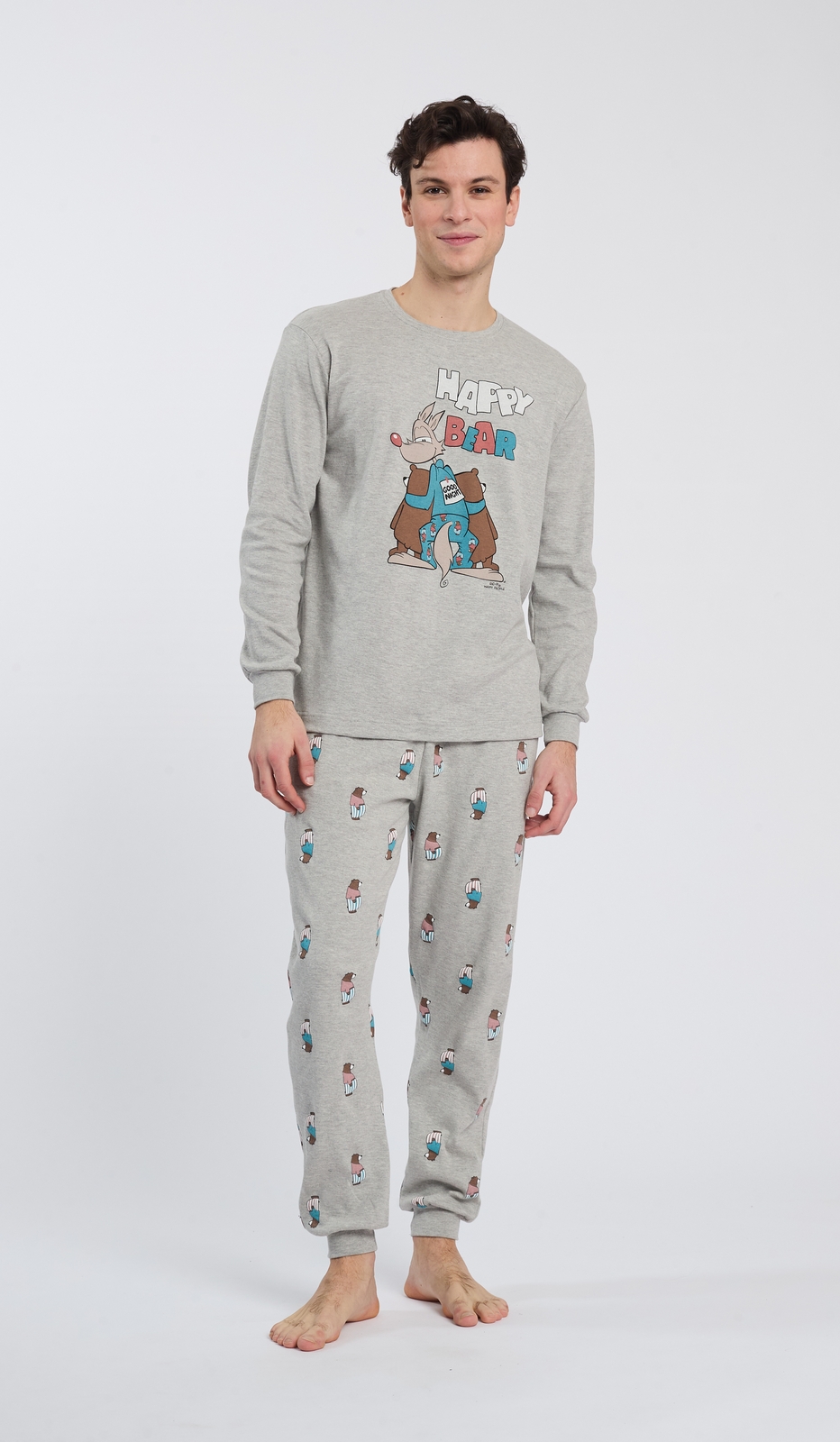 Pigiama Girocollo Uomo Happy Bear per Notte di Relax e Comfort Assoluto