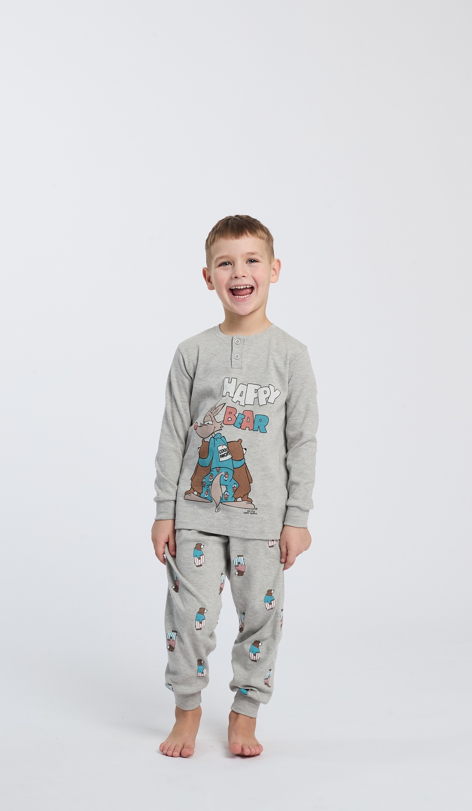 Pigiama Serafino Bimbo Happy Bear Comodo e Divertente per I Piccoli Sogni