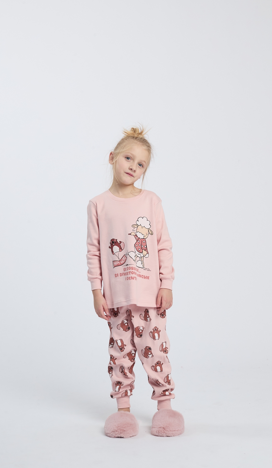 Pigiama girocollo per bimba Sorridi morbido e confortevole per dolci sogni